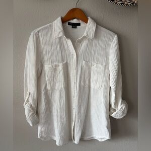 Sanctuary Social Standard Gauzy White Casual Button-Down Shirt Women’s XS